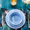 Topmela 12 Pcs Blue Melamine Dinnerware Set, Shatterproof and Dishwasher