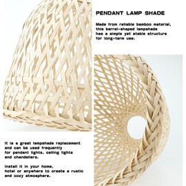 FERCAISH Rattan Lampshades 1 Piece Farmhouse Willow Chandelier Ceiling Lamp Shade Rattan Strap Rustic Lamp Cover for Living Room 20 x 18.5 cm