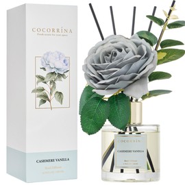 Cocorina Reed Diffuser Set, Flower Reed Diffuser Cashmere Vanilla, Scented Diffuser with Sticks Home Fragrance Essential Oil for Bathroom Shelf Decor, Living Room, Large Room, Rose/6.7 Ounce/1pack