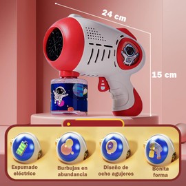 Máquinas para Burbujas Automática, Juego de 2 Piezas de Pistola de Burbujas para 3+ Años, Juguete Soplador de Burbujas con Soluciones de Burbujas y Luces, para Fiesta, al Aire Libre, Boda, Cumpleaños