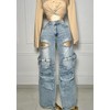 Lucuna Womens High Waisted Cargo Jeans Y2K Cut Out Rhinestone