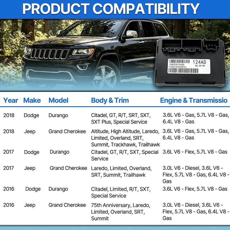 68250124AD Transfer Case Control Module Compatible with 16-18 Jeep Dodge
