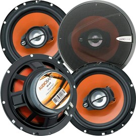 2 Pair of Audiobank 6.5" / 165 mm / 600 Watt Peak Power / 3-Way/Sensitivity: 88dB Rubber Coated Cloth Car Audio Stereo Coaxial Speakers with Grill - AB-674