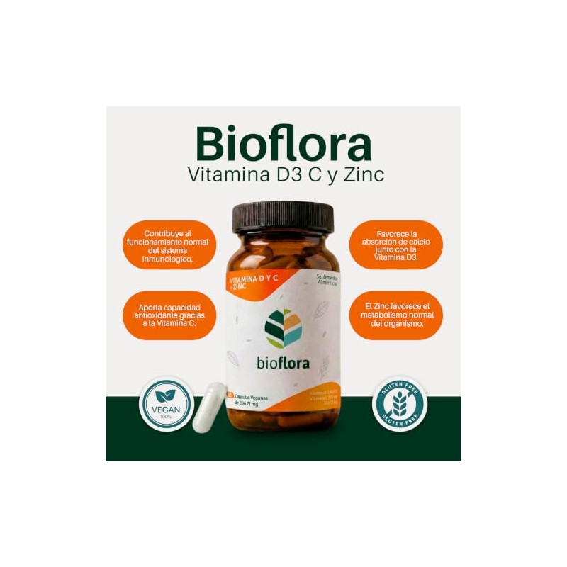 Vitamina D3, C y Zinc Quelado, Apoyo al Sistema Inmune,
