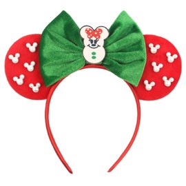 LSHDXD Christmas Mouse Ears Bow Headband Hair Hoop, Cute Mouse style Hair bands for Christmas Party Supplies