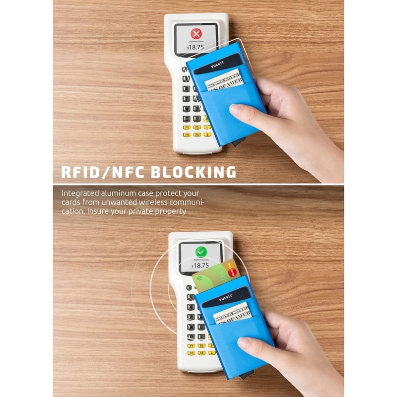 VULKIT Card Holder with Money Pocket Pop Up Wallet RFID