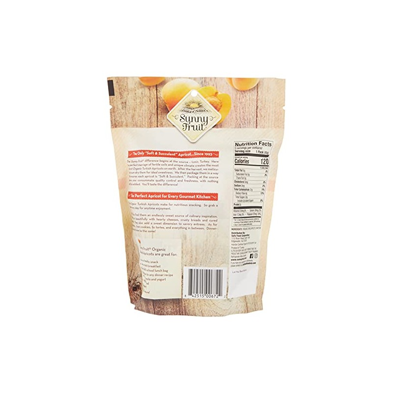 Sunny Fruit Organic Apricots, Soft and Succulent Dried Turkish Apricots