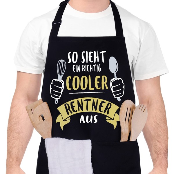 upain Funny BBQ Apron, Cooking Apron Men Apron Kitchen Apron Gifts for Retirees, Gift Apron for Father's Day Birthday BBQ Party Christmas Look A Really Cool Retirees, black