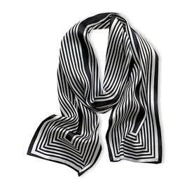 LumiSyne Striped Skinny Scarf Women Silky Satin Scarves French Style Narrow Long Neckerchief Headdress Hairband Handle Ribbon
