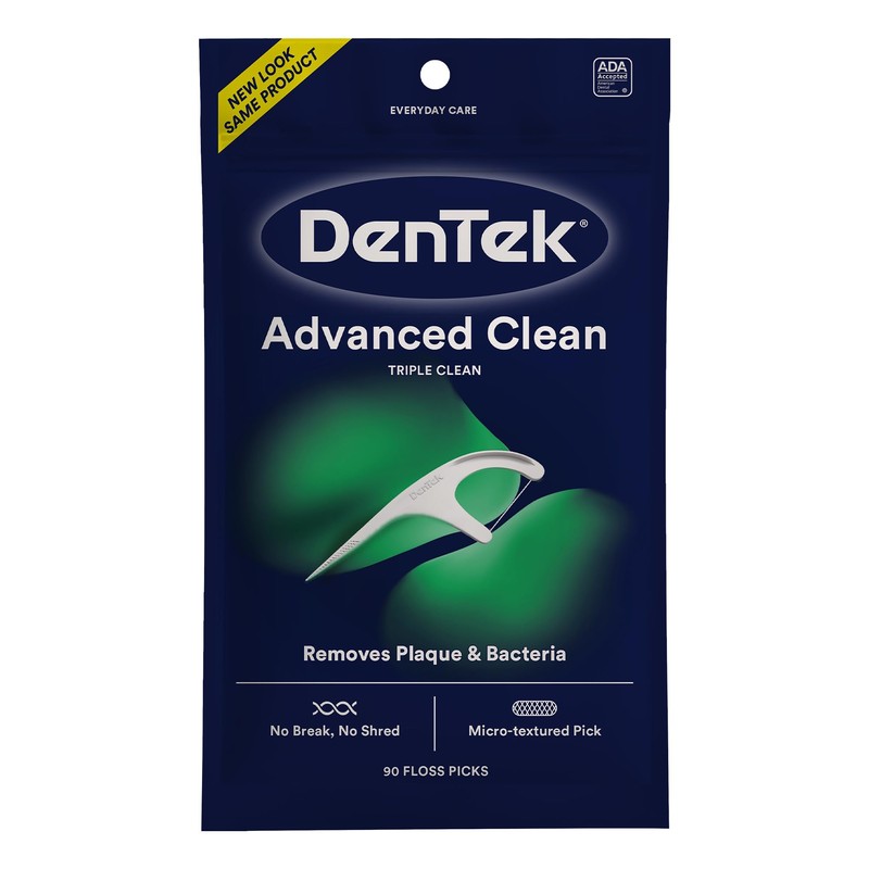 DenTek Triple Clean Floss Pick 3X Clean Removes Plaque Food