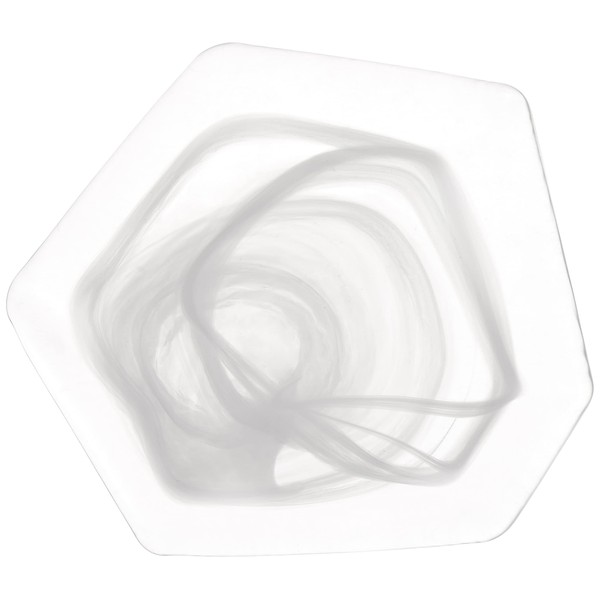 Yoshinuma Glass Plate, Transformation, Hexagon, Polygon, Approx. Diameter 4.7 inches (12 cm), White, Made in Japan, Tableware