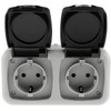 ChiliTec Surface-Mounted Socket, Pack of 3, Wet Room Sockets, 2-Way,