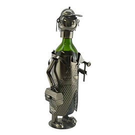Imported Gift Depot Happy Handyman Construction Worker Metal Wine Bottle Holder