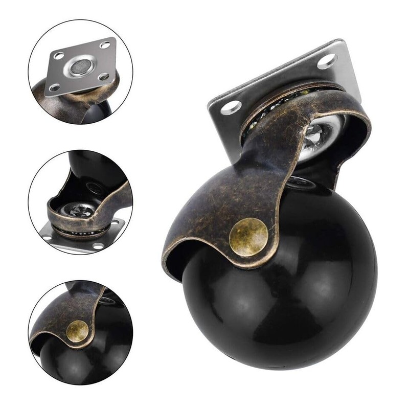 Multibao 4xPcs 2 Inch Ball Castor Wheel 50mm Antique Swivel