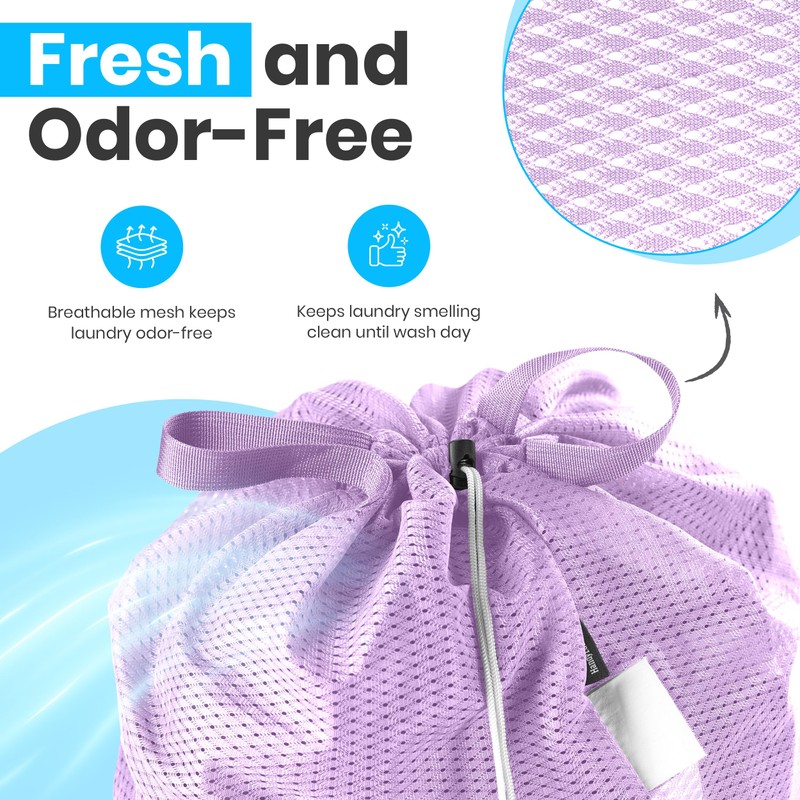 Large Mesh Laundry Bag - Carry Handles, Secure Drawstring Closure,