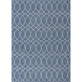 Unique Loom Outdoor Trellis Collection Area Rug - Gitter (7' 10" x 11' Rectangle, Blue/ Ivory)