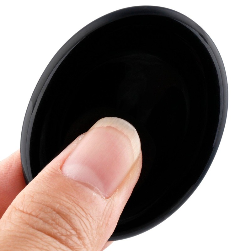 Rockcloud Worry Stone,Thumb Palm Stones for Anxiety, Healing Crystal, Black