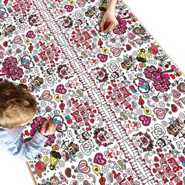 OHOME Valentines Coloring Tablecloth - Valentines Decorations |Valentines Crafts for Kids- Valentines Gifts Decor Accessories Party Favors Classroom School Valentine Backdrop,54" x 88"