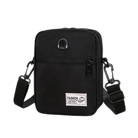 ZGMYC Men Waterproof Oxford Fabric Cell Phone Pouch Waist Pack Fashion Crossbody Bag Wallet with Earphone Hole Z Pure Black