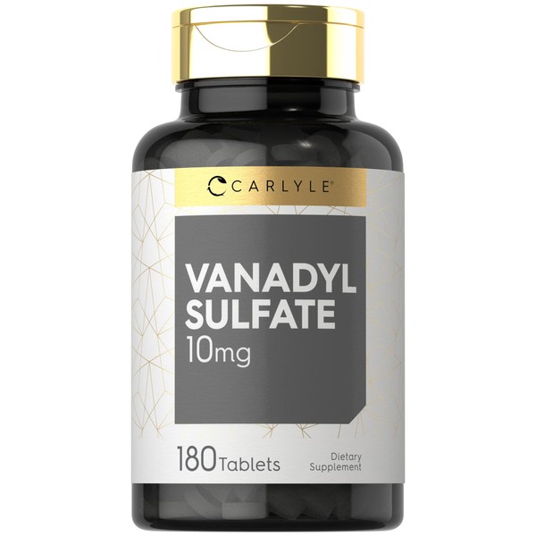 Vanadyl Sulfate 10mg | 180 Tablet Capsules | with Chromium Picolinate | Vegetarian, Non-GMO, Gluten Free Supplement | by Carlyle