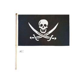 American Wholesale Superstore 3x5 3'x5' Pirate Calico Jack Rackham Polyester Flag with 5' (Foot) Flag Pole Kit with Wall Mount Bracket & Screws (Imported)