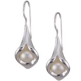 Vinani Ohrhänger Tulpe mit Süßwasserzuchtperle Sterling Silber 925 Ohrringe OTP