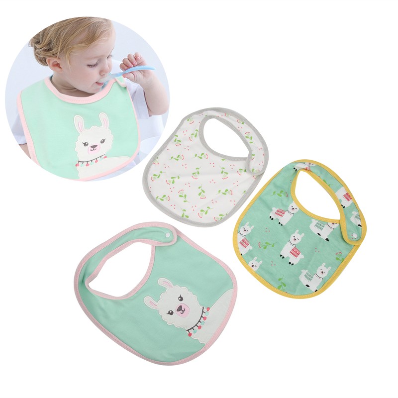 3Pcs Insular Baby Cotton Bibs Cotton Cartoon Print Pattern Eating