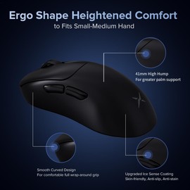 DeLUX M500 PRO Wireless Ergonomic Gaming Mouse, 58.5g Lightweight, 8000Hz Polling Rate, RGB Charging Dock, PAW3395 with 26000DPI, Tri-Mode Connection, TTC Golden Wheel (Black)