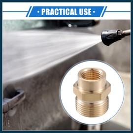 TUCKBOLD Pressure Washer Connector, M14x1.5 to 14mm M22x1.5 Male and Female Adapter Brass Screw Hose Connector Universal for Pressure Washer Quick Connect Brass Copper Tone Automotive Parts