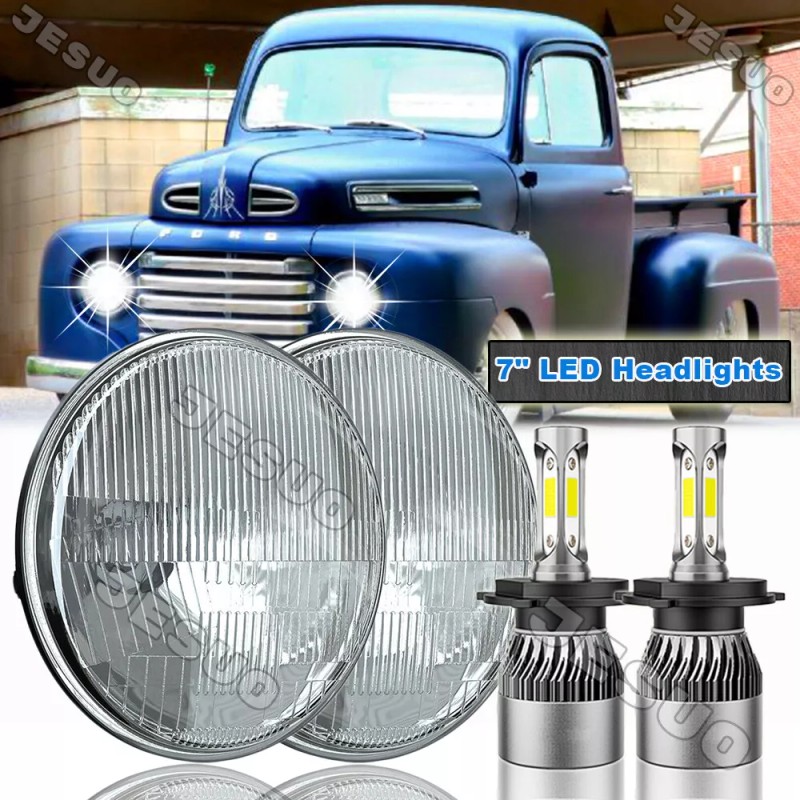 JESUO Pair For Ford Deluxe 1939-1951 7" Inch Round LED