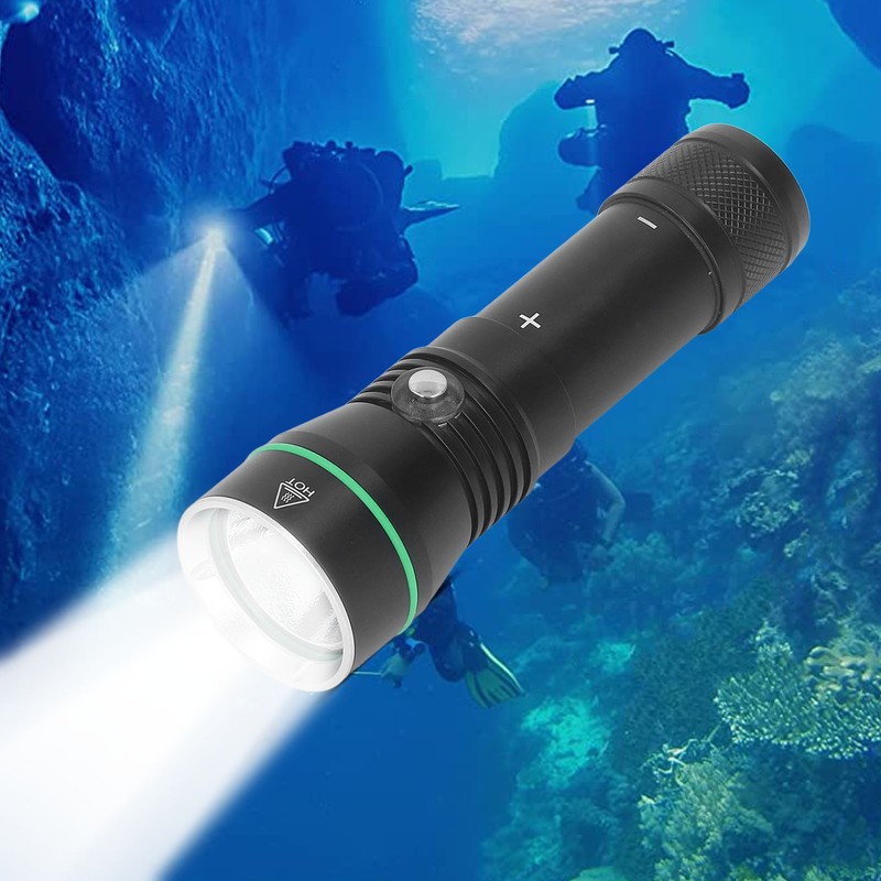 Diving Flashlight Super Bright Flashlight 1200LM Aluminum Alloy IPX8 Waterproof
