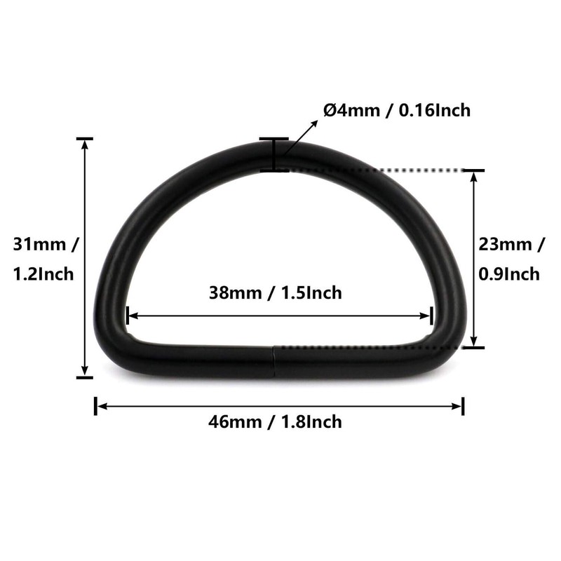 Amanaote Metal D-Rings Buckle 2" Inside Diameter Non-Welded for Webbing