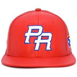 Puerto Rico Snap Back hat Flag 3D PR Flat Bill Rico Baseball Synthetic Leather New (US, Alpha, One Size, Large, Red PU)