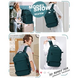 Small Carry on Backpack, Mini Travel Backpack Airplane Approved Weekender Bag for Women Men, Water Resistant Lightweight Daypack with Shoe Compartment, Laptop Backpack for Business, Peacock Blue