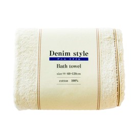 Tenma Bath Towel Denim Style White Approx. 23.6 x 47.2 inches (60 x 120 cm)