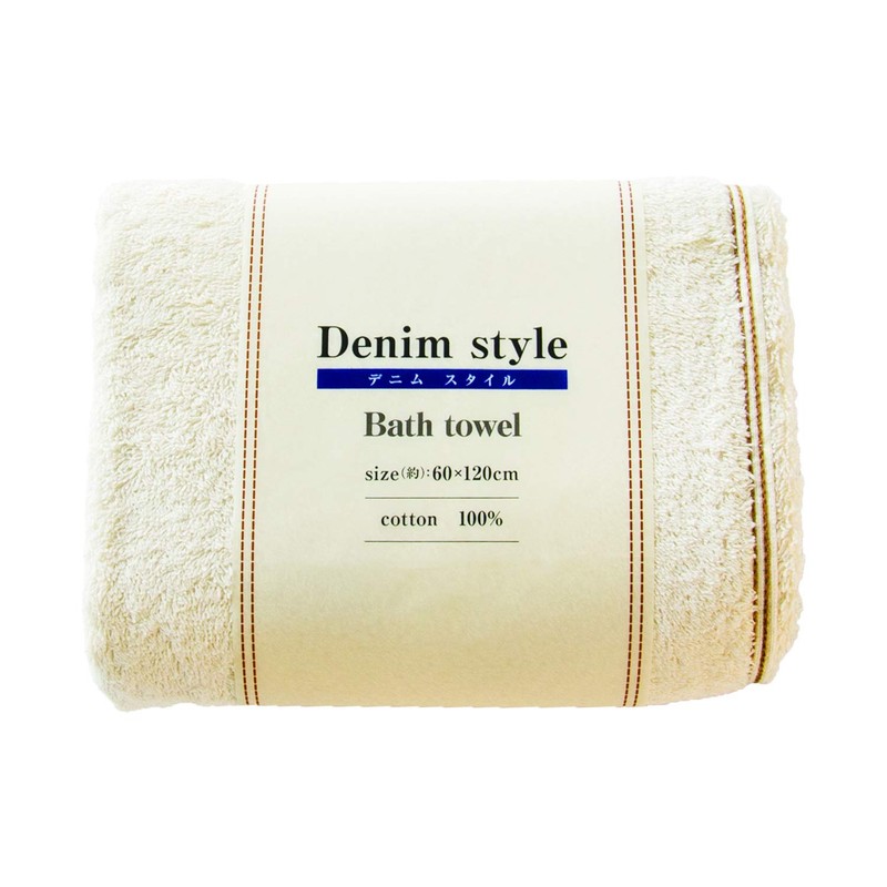 Tenma Bath Towel Denim Style White Approx. 23.6 x 47.2