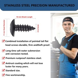 License Plate Screws for Subaru, Black License Plate Screws Grade 18-8 (304) Stainless Steel Self Tapping Mounting Bolts Compatible with Subaru/SUVs/Trucks/Domestic Cars & More - 8 PCS