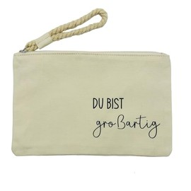 NeLi Du bist großartig Bag with Handle Gift for Girlfriend Heart Man Gift Idea as Attention Cream, lightgrey