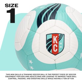 Franklin Sports NWSL Kansas City Current Soccer Ball - Kids Mini Size 1 - Skill + Training Soccer Ball for Kids + Adults - Great for Boys + Girls - Air Pump Included