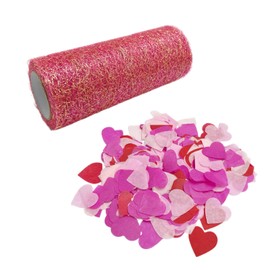 1 Roll Tablecloth, 10G Paper Scraps, Mesh Tablecloth Roll, Rose Gold Tablecloth, Tulle Table Runner, Random Pattern Tablecloth, Table Decoration For Wedding And Birthday Party