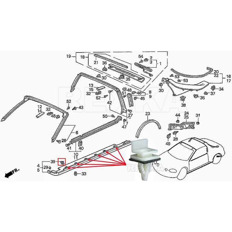 Rexka 10pcs Rocker Panel Moulding Clip for Honda Acura 91513-SM4-000