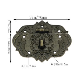 LDCREEE Antique Embossing Decorative Brass Hasp Clasp Latch Lock with Screws for Jewelry Box Ordinary Box Wooden Case Furniture Decoration (Bronze)