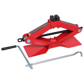 Torin AT10152S4B Portable Steel Scissor Jack with S04 Engineering PVC Saddles: 1.5 Ton (3,000 lb) Capacity, Red