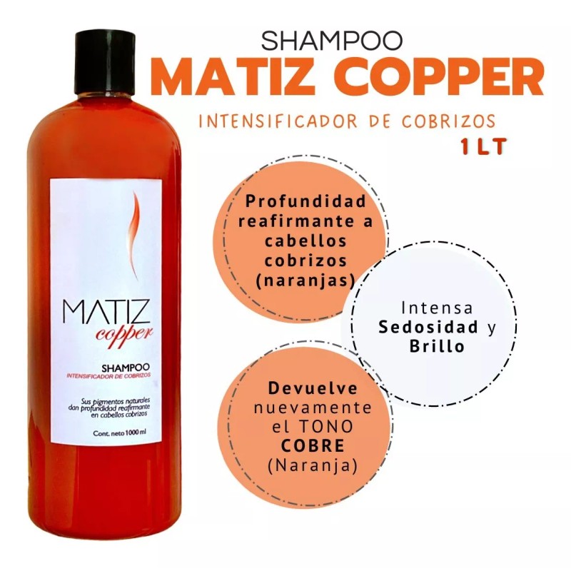 Edengi Kit Shampoo 1lt Copper + Tratamiento Intensificador Copper