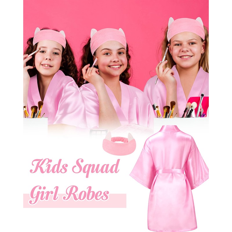 Jecery 5 Pack Kids Birthday Squad Girl Robes Silk Satin