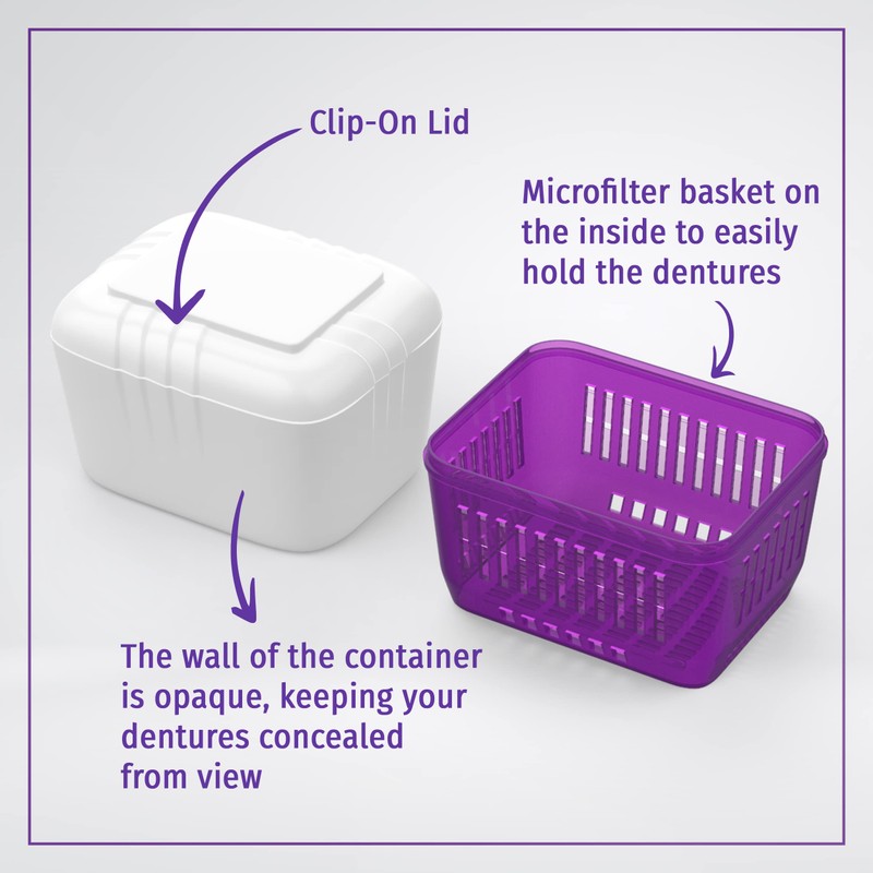 Novadent Dentures Cleaner Soaking Bath – Cleaning Container for Dental