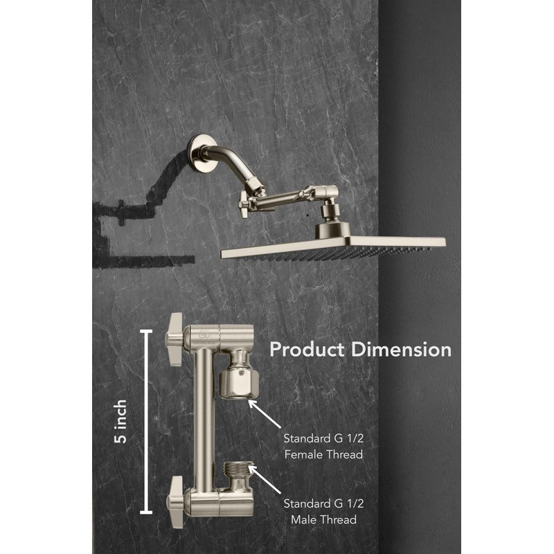 5 Inch Adjustable Shower Head Extension Arm With Locking Set