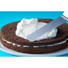 Tasty Angle Palette with Measuring Scale, 32.5 x 3 cm, Stainless Steel, Perfect for Smoothing & Decorating Cakes, Dishwasher Safe - Grey/Blue/Silver