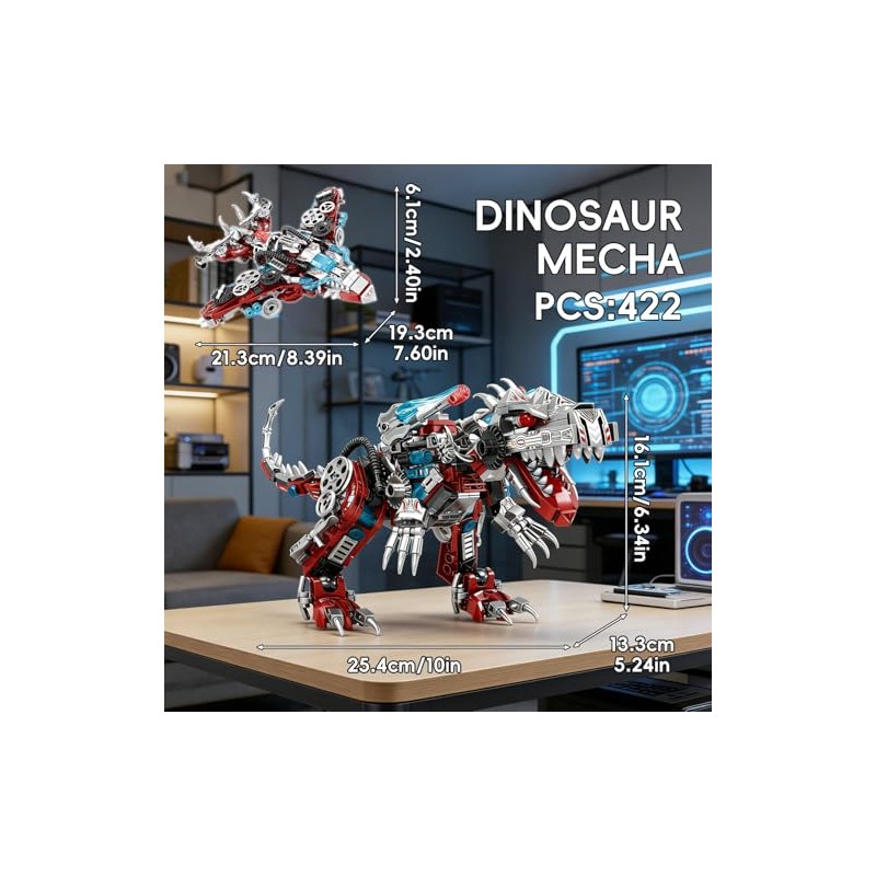 2 in 1 Dinosaur Building Blocks Set 422 PCS Transforming