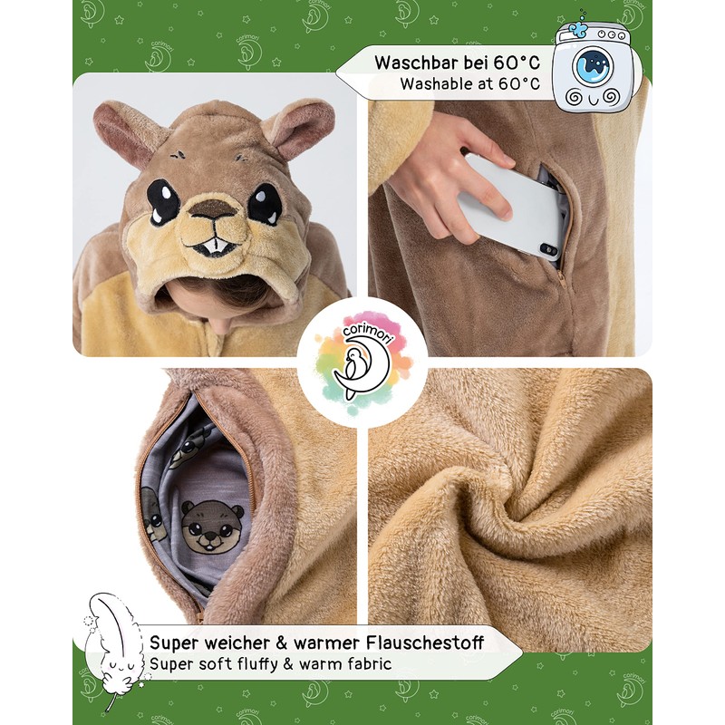 corimori Fluffy Marmot Costume for Children with Headband Carnival Fancy